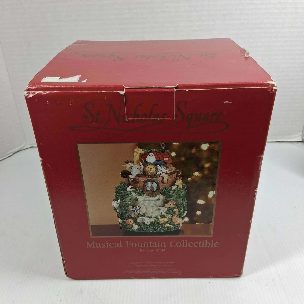 St Nicholas Square Noahs Ark Musical Holiday Fountain Joy to the World Tabletop